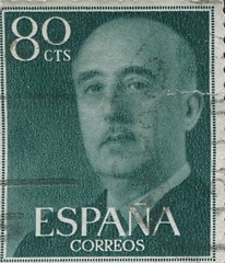 Image showing SPAIN - CIRCA 1949: Stamp printed in Spain showing a portrait of General Francisco Franco 1892-1975 , series \