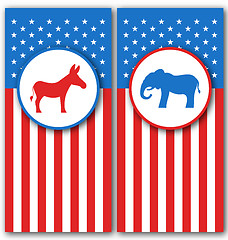 Image showing Banners with Donkey and Elephant as a Symbols Vote of USA. United States Political Parties