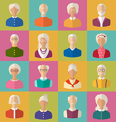 Image showing Old People of Faces of Women and Men of Grey-headed