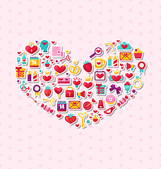 Image showing Collection of Modern Flat Design Icons for Happy Valentine\'s Day