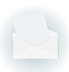 Image showing White open envelope with paper card