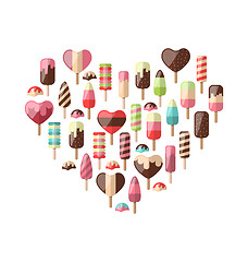 Image showing Heart made in Set Different Colorful Ice Cream
