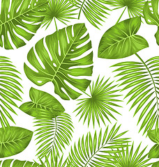 Image showing Seamless Texture with Green Tropical Leaves