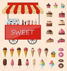 Image showing Delicious sweets and ice cream icons set