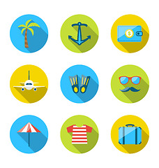 Image showing Set flat icons of traveling, tourism and journey objects, modern