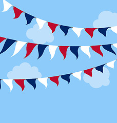 Image showing Flags USA Set Bunting Red White Blue for Celebration