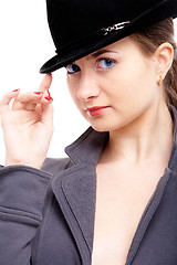 Image showing girl in black hat