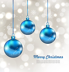 Image showing Holiday Background with Snowflakes and Christmas Balls