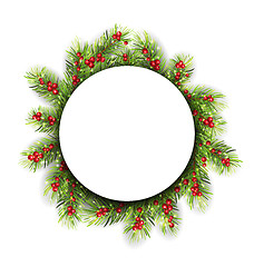 Image showing  Natural Winter Frame Made in Fir Twigs and Berries