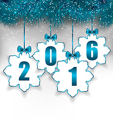 Image showing New Year Paper Snowflakes with Bows