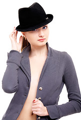 Image showing girl in black hat