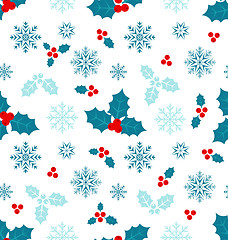 Image showing Seamless Pattern with Christmas Holly Berry