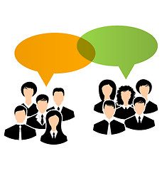 Image showing Icons of business groups share your opinions, dialogs speech bub