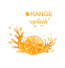 Image showing Slice of Orange with Splashing