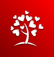 Image showing Concept of tree with heart leaves, paper cut style