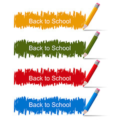 Image showing Set of Colored Banners with Pencils