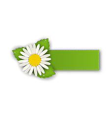 Image showing Label or offer sticker with flower daisy, isolated on white back