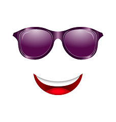 Image showing Abstract Fun Face with Mouth and Sunglasses