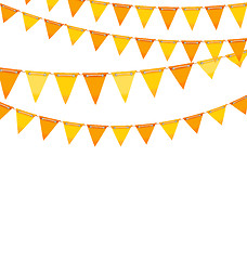 Image showing Autumn Holiday Background with Orange and Yellow Bunting Flags
