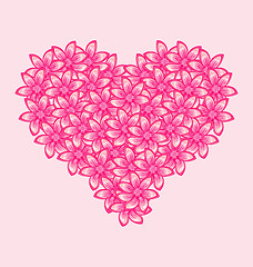 Image showing Romantic heart made of pink flowers for Valentine Day