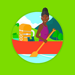 Image showing Woman riding in kayak vector illustration.