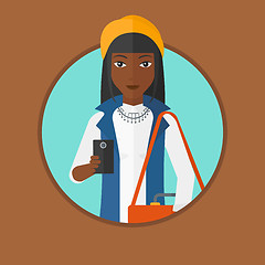 Image showing Woman using smartphone vector illustration.