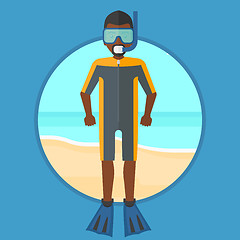 Image showing Scuba diver on the beach vector illustration.