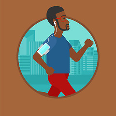 Image showing Man running with earphones and smartphone.