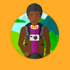 Image showing Man with camera on chest vector illustration.