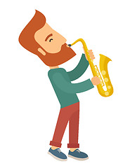 Image showing Saxophonist playing in the street.