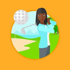 Image showing Golfer hitting the ball vector illustration.