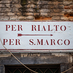 Image showing Venice street sign