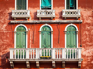 Image showing 300 years old venetian palace facade from Canal Grande