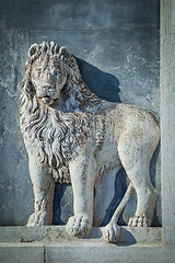 Image showing Marble lion on church facade