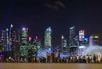 Image showing  Marina Bay Sands at night during Light and Water Show \'Wonder F