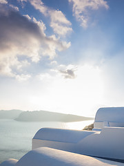 Image showing Oia village at sunset, Santorini island