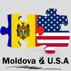 Image showing USA and Moldova flags in puzzle 