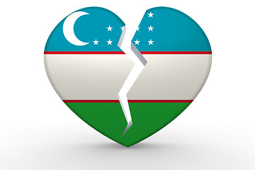 Image showing Broken white heart shape with Uzbekistan flag