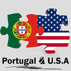 Image showing USA and Portugal flags in puzzle 