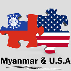 Image showing USA and Myanmar flags in puzzle 