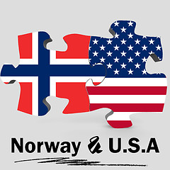 Image showing USA and Norway flags in puzzle 