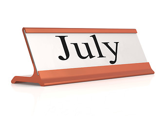 Image showing July word table tag isolated 