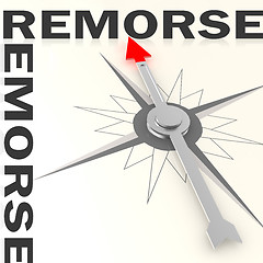 Image showing Compass with remorse word isolated