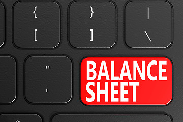 Image showing Balance Sheet on black keyboard