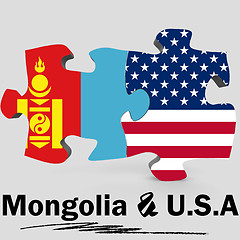 Image showing USA and Mongolia flags in puzzle 