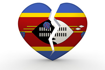 Image showing Broken white heart shape with Swaziland flag