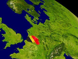 Image showing Belgium with flag on Earth