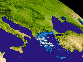 Image showing Greece with flag on Earth