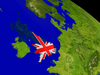 Image showing United Kingdom with flag on Earth
