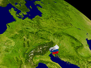 Image showing Slovenia with flag on Earth